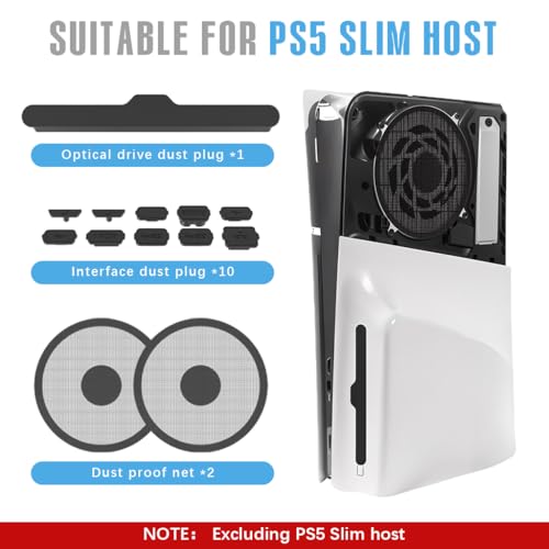 ZORBES® 13 in 1 Dust Plug Kit for PS5 Slim Console, PS5 Slim Silicone Dust Plugs, Protector Antidust Cover, Optical Drive Version Digital Version Console Dust-Proof Net for PS5 Slim Game Console ZORBES® 13 in 1 Dust Plug Kit for PS5 Slim Console, PS5 Slim Silicone Dust Plugs, Protector Antidust Cover, Optical Drive Version Digital Version Console Dust-Proof Net for PS5 Slim Game Console